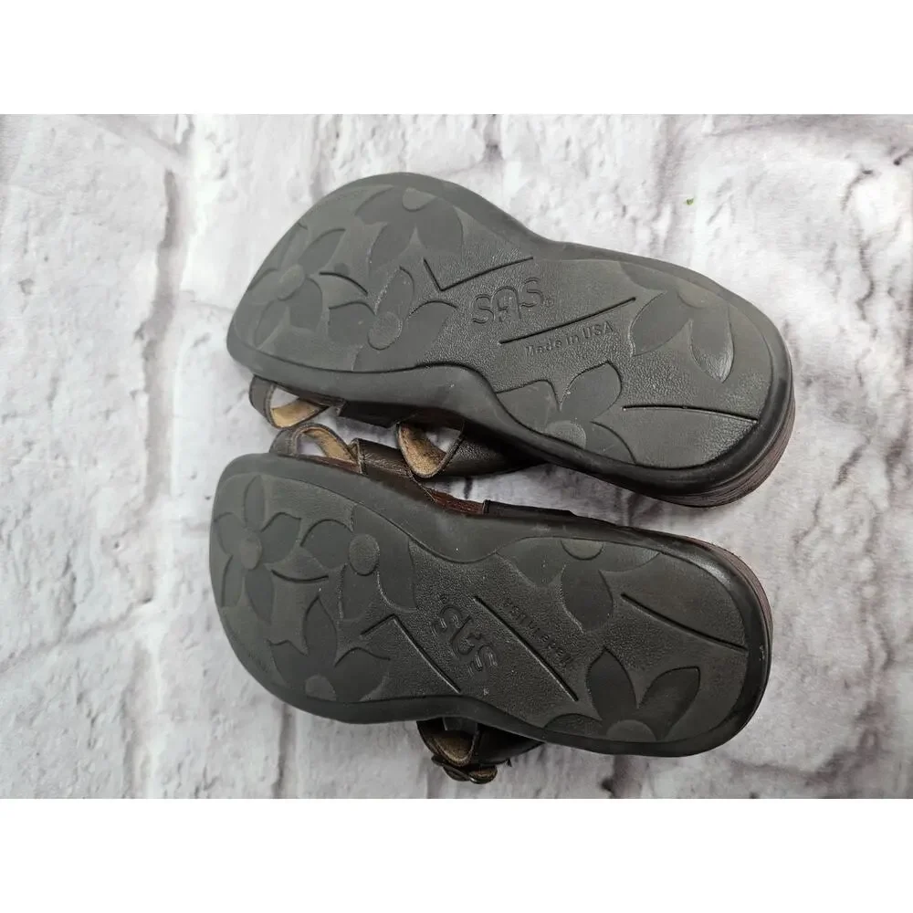 Sas Women's Sandals Size 6.5 Wide Brown Strappy